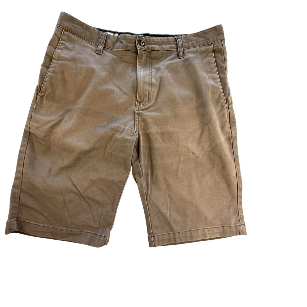 Volcom Chino Shorts Mens 32 Brown Cotton Polyester Spandex 10 Inseam Stretch